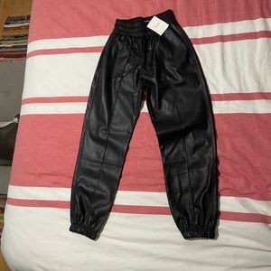 Faux leather Bershka joggers